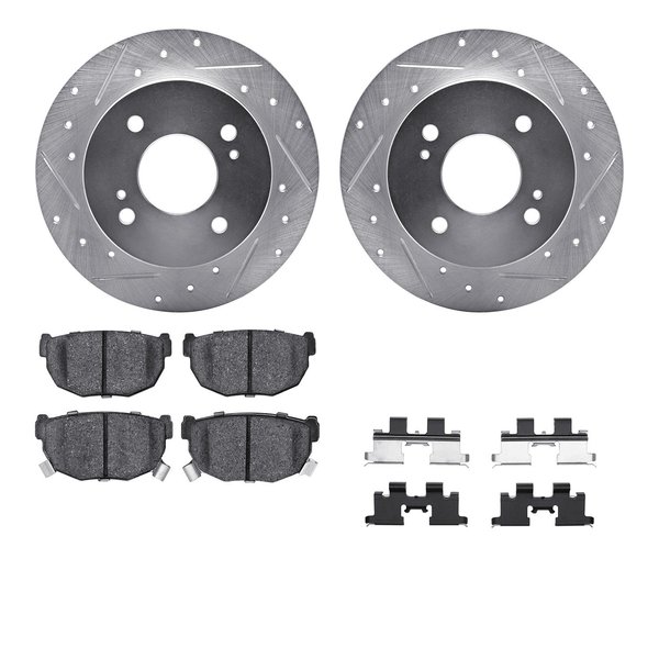Dynamic Friction Co 7512-67029, Rotors-Drilled and Slotted-Silver w/ 5000 Advanced Brake Pads incl. Hardware, Zinc Coat 7512-67029